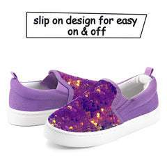 Purple Sequined Slip-On Canvas Shoes - MYSOFT