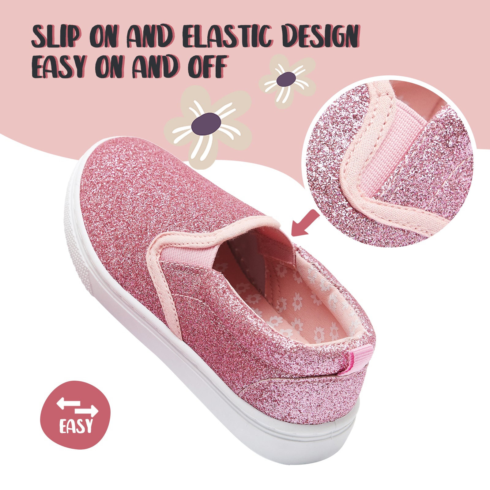 Pink Glitter Non-Slip Slip-On Espadrilles - MYSOFT