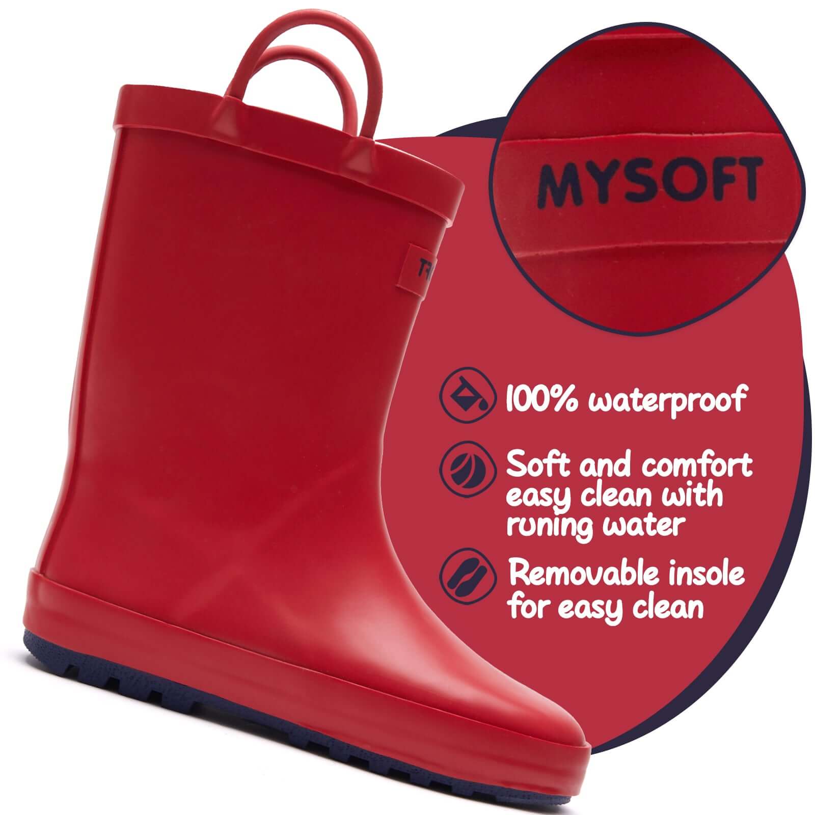 Solid Color Waterproof Rubber Rain Boots - MYSOFT