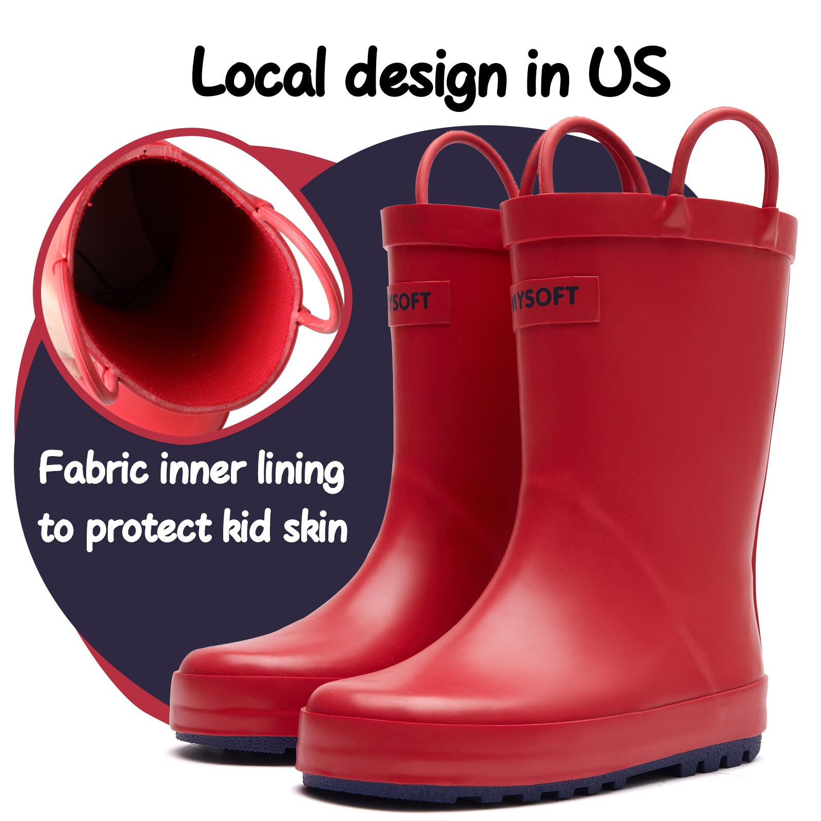 Solid Color Waterproof Rubber Rain Boots - MYSOFT