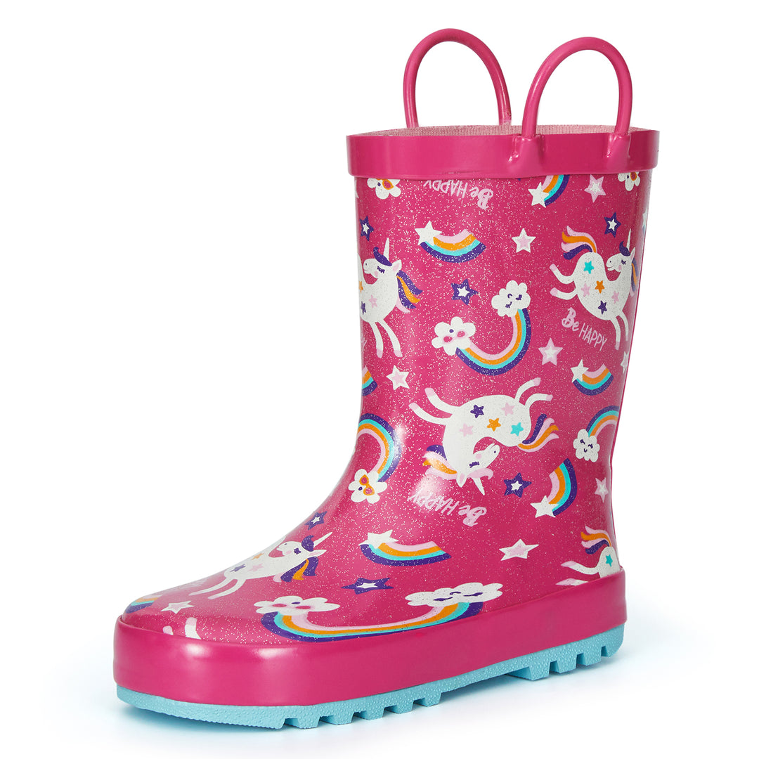 Rainbow Unicorn Waterproof Red Rubber Rain Boots - MYSOFT