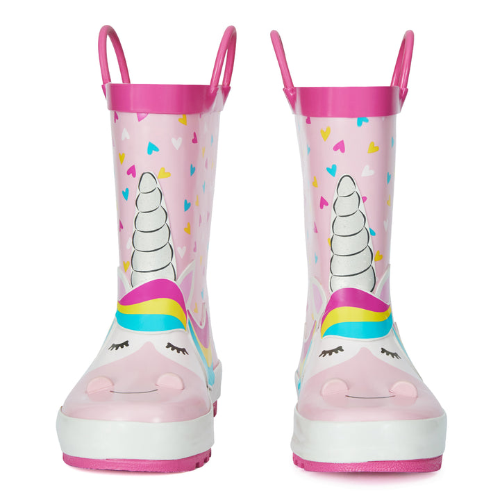 Unicorn Color Heart Waterproof Pink Rubber Rain Boots - MYSOFT