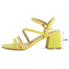 Bright Asymmetric Strap Square Toe Sandals - MYSOFT