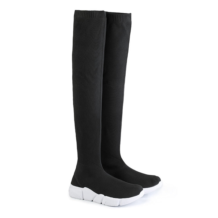 Mysoft Knitted Over The Knee Wedge Stretch Boots