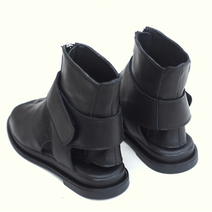 Mysoft Open Toe Front Zipper High Top Flat Sandals