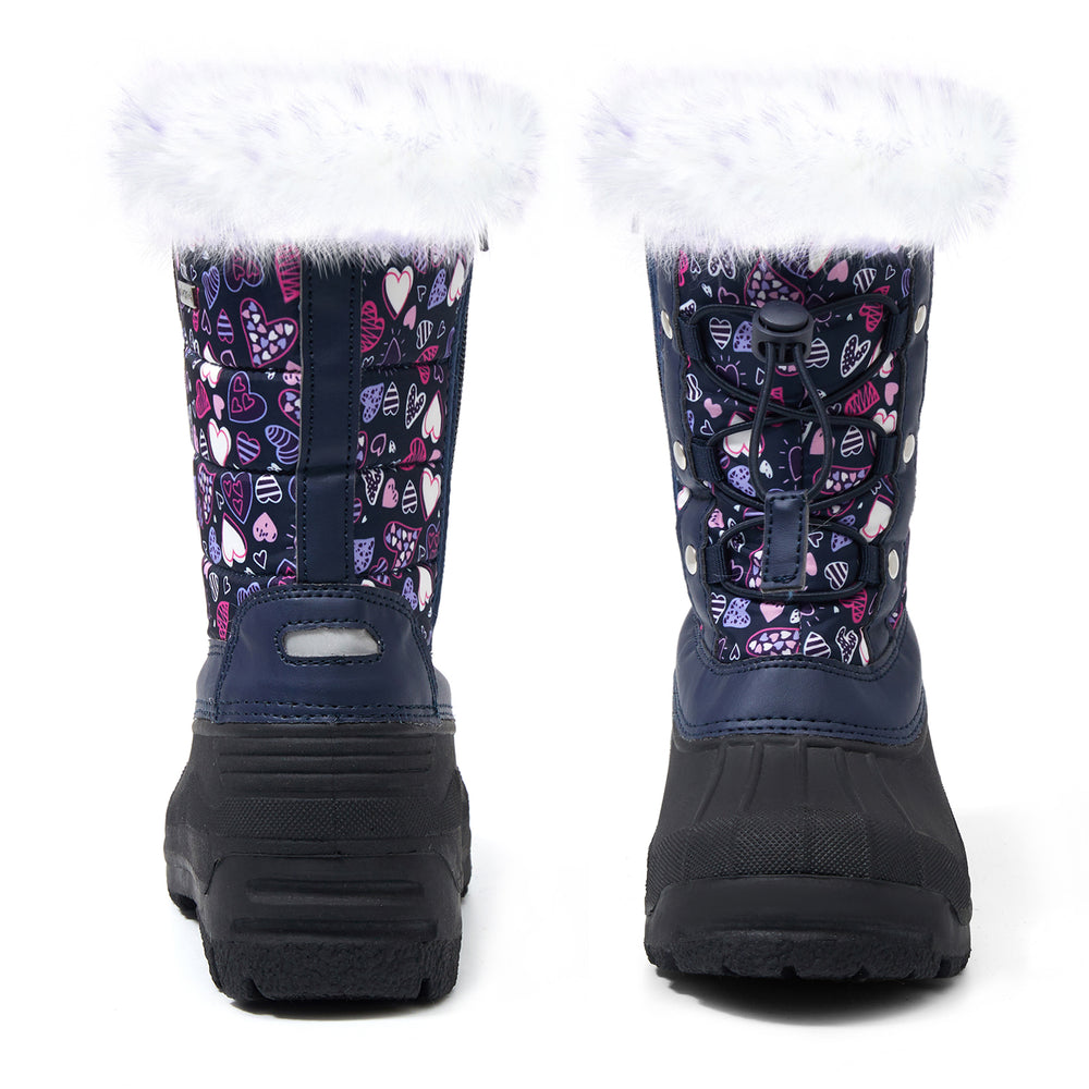 Navy Heart Fur Collar Insulated Snow Boots - MYSOFT