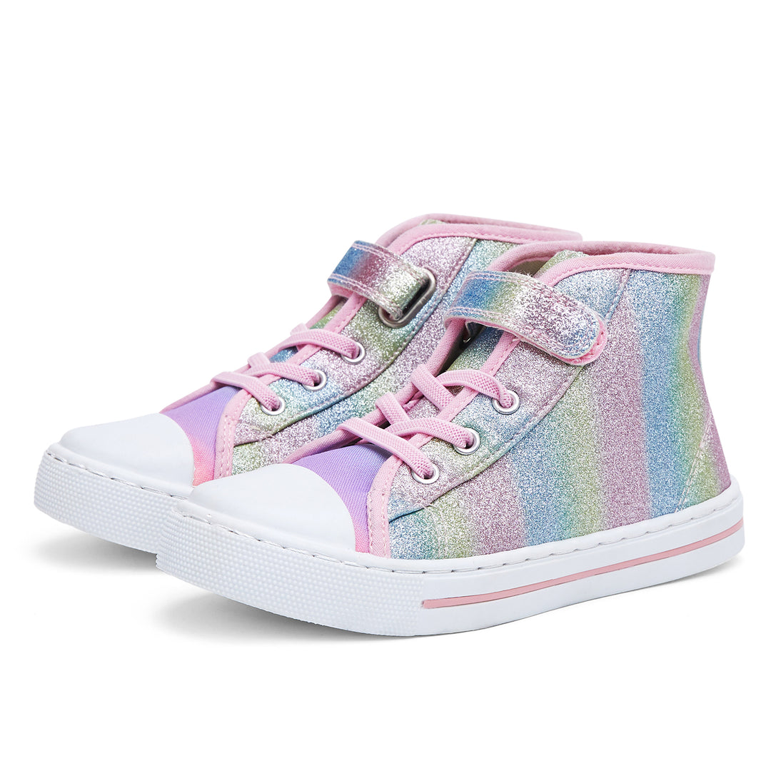 Rainbow Ombre Sequin High Top Canvas Sneakers - MYSOFT