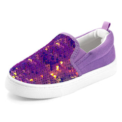 Purple Sequined Slip-On Canvas Shoes - MYSOFT