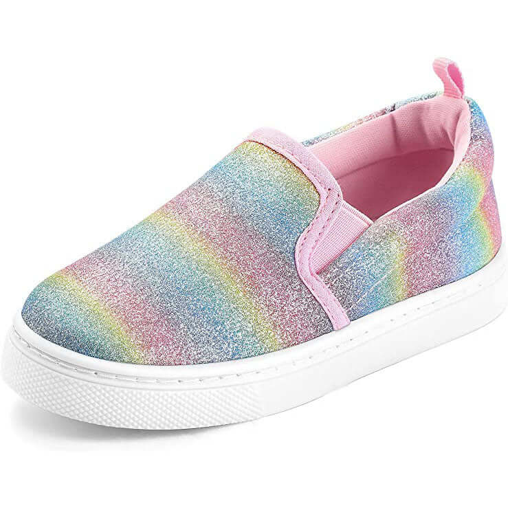 Rainbow Stripe Glitter Slip-On Espadrilles - MYSOFT