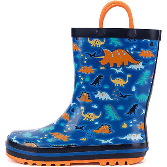 Colorful Dinosaur Waterproof Blue Rain Boots - MYSOFT