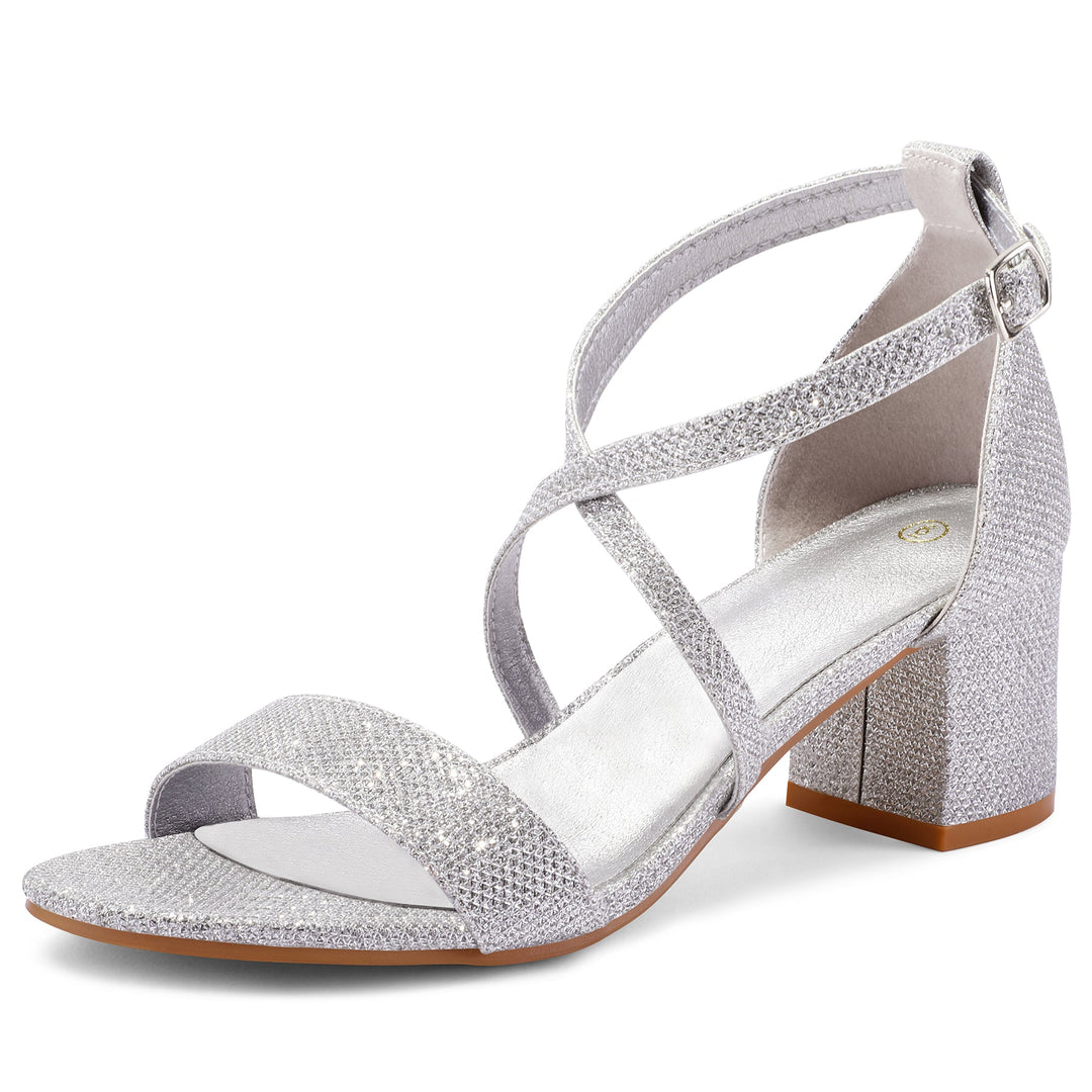 Glitter Simple Fashion Square Heel Sandals - MYSOFT