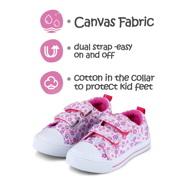 Pink Floral Double Velcro Sneakers - MYSOFT