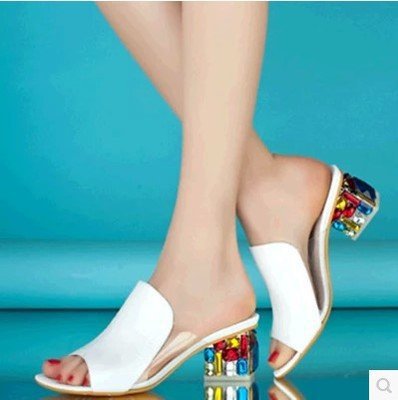 Mysoft Versatile & Fashionable Rhinestone Heeled Peep Toe Shoes