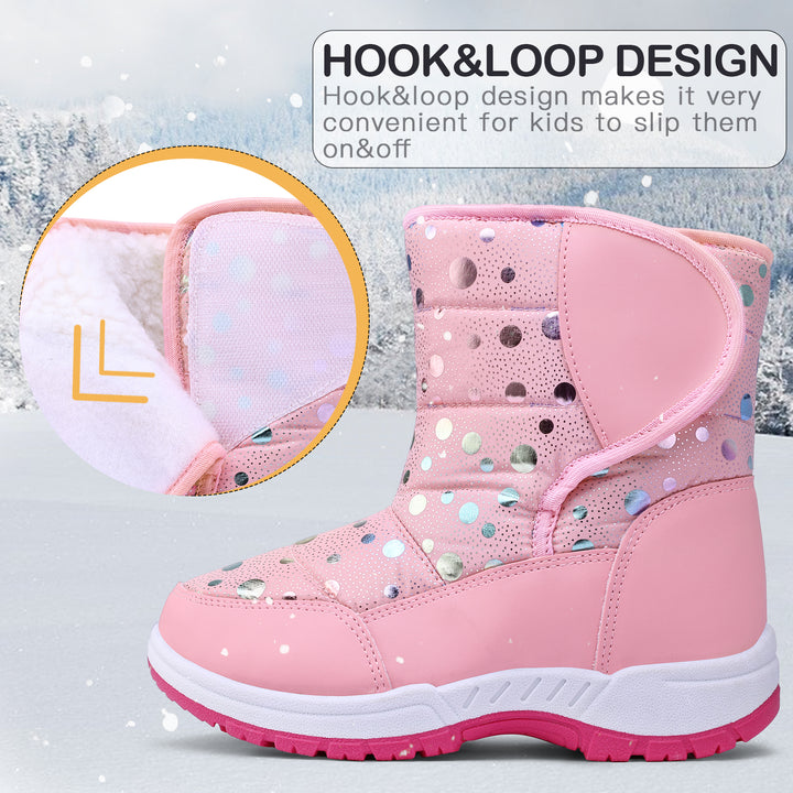 Pink Silver Dot Waterproof Non-slip Snow Boots - MYSOFT