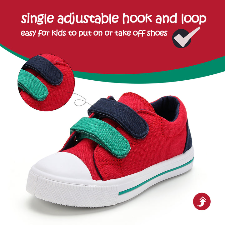 Blue and Green Velcro Red Canvas Sneakers - MYSOFT