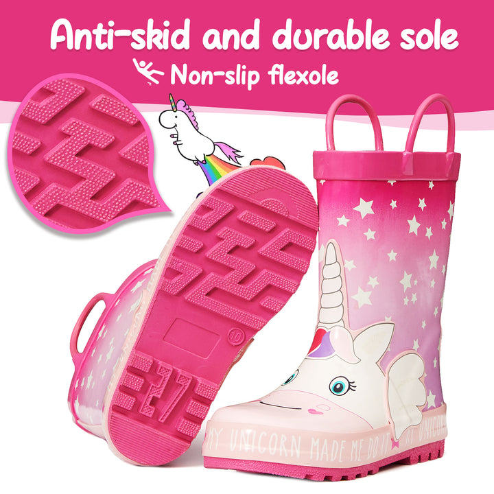 Fantasy Unicorn Waterproof Pink Handle Rain Boots - MYSOFT