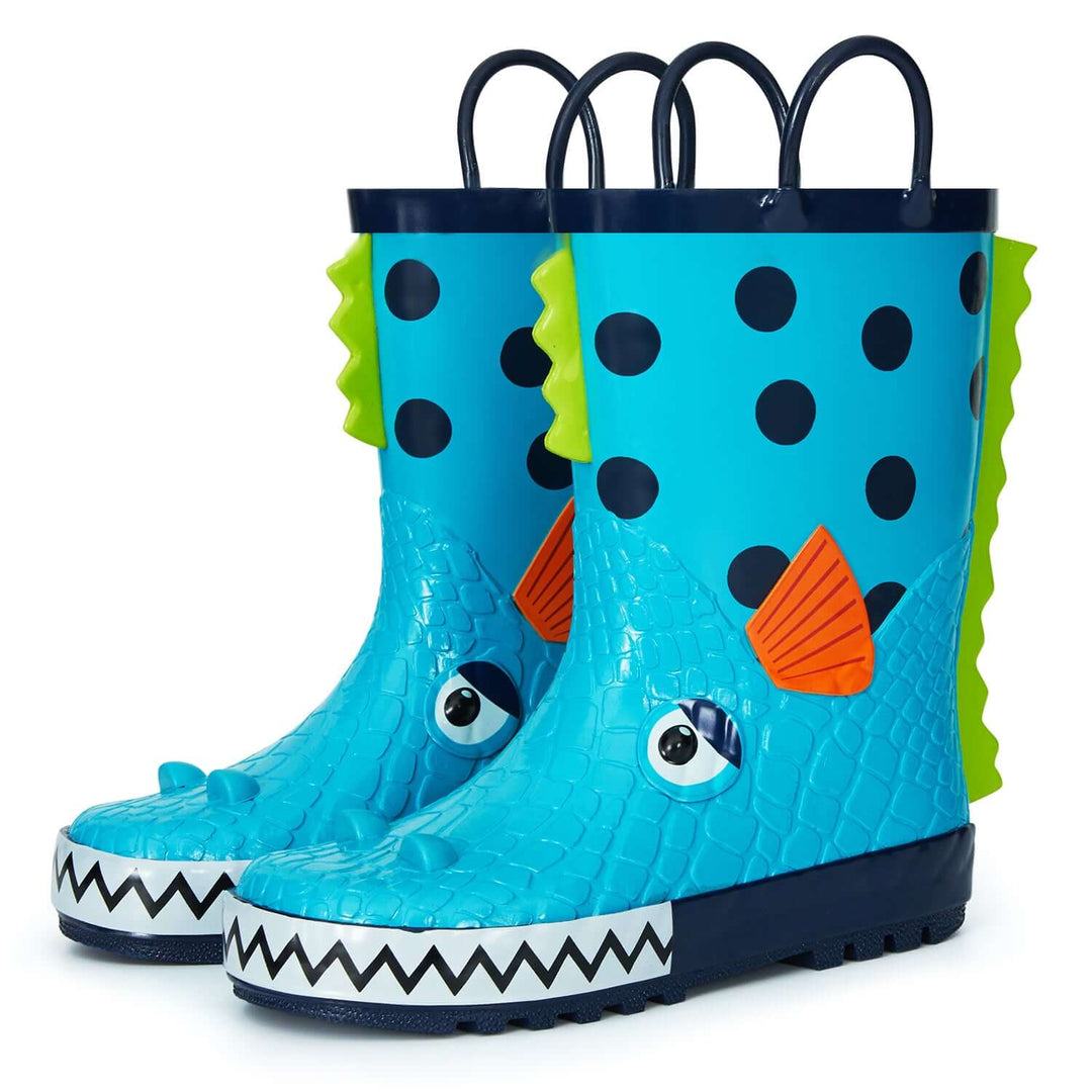 3D Croc Waterproof Blue Rubber Rain Boots - MYSOFT
