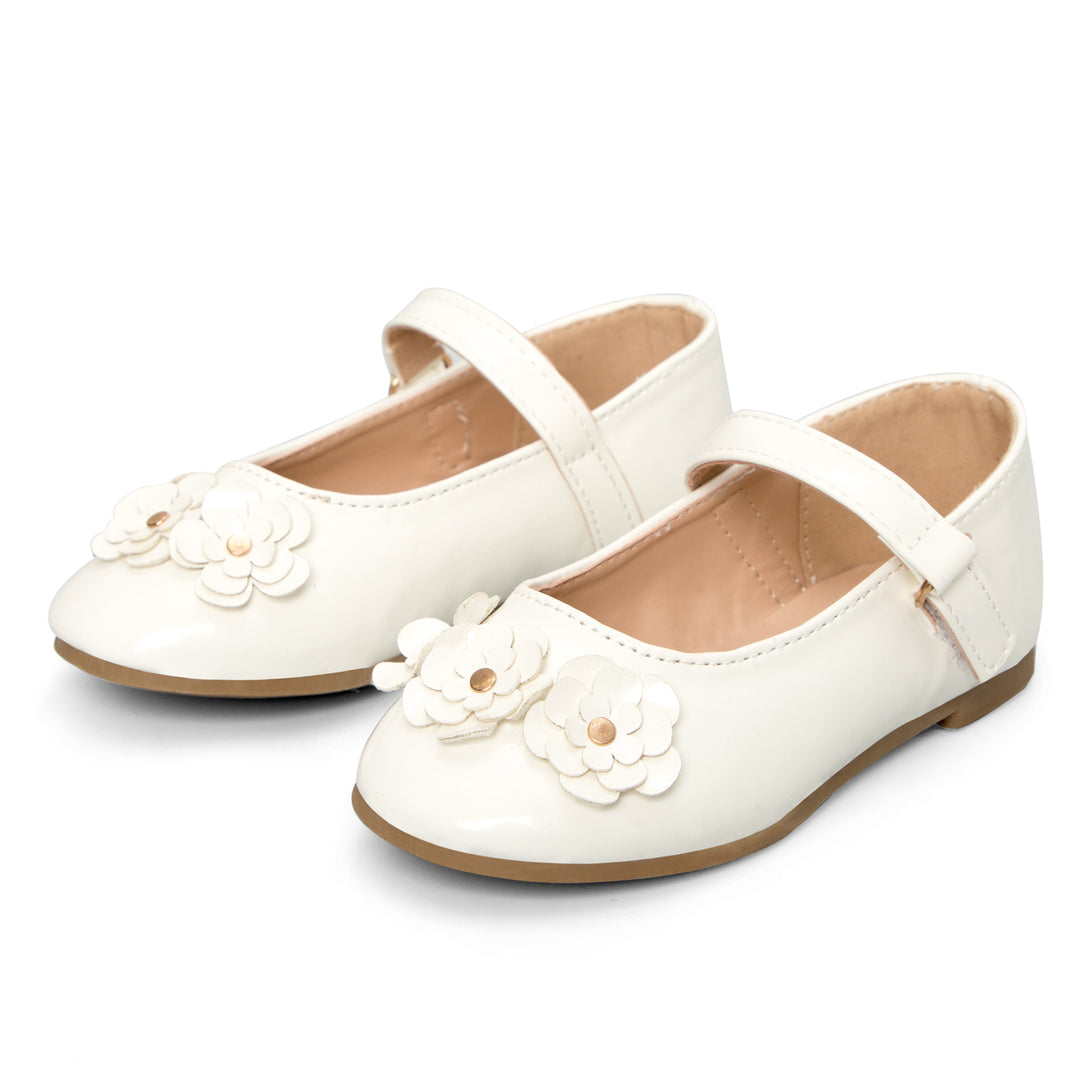Stereoscopic Flower White Mary Jane Shoes - MYSOFT