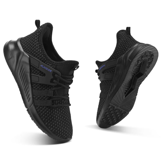 Black/Grey/White Lightweight Breathable Tennis Sneakers - MYSOFT