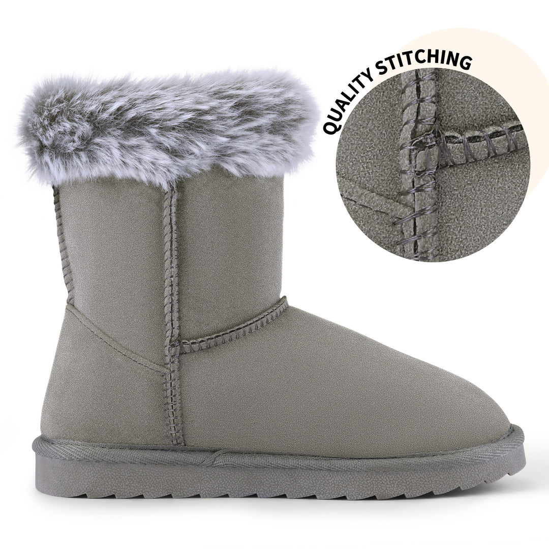 Black/Grey Bow Winter Warm Snow Boots - MYSOFT
