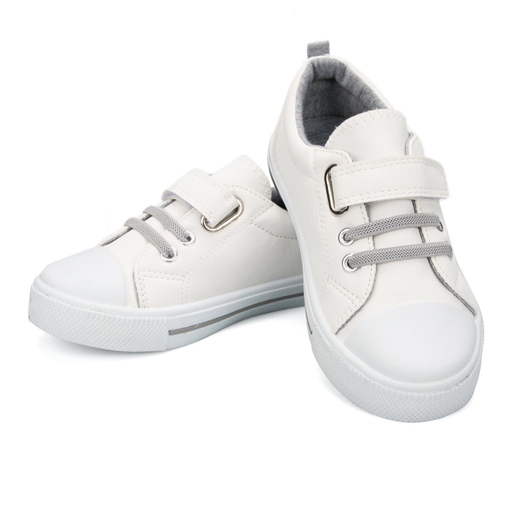 Single Hook and Loop Sneakers White/Black/Grey - MYSOFT