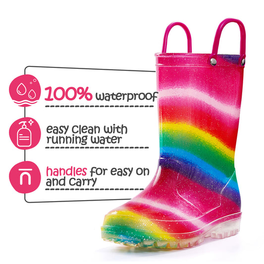 Shimmer Rainbow Glow Rain Boots - MYSOFT