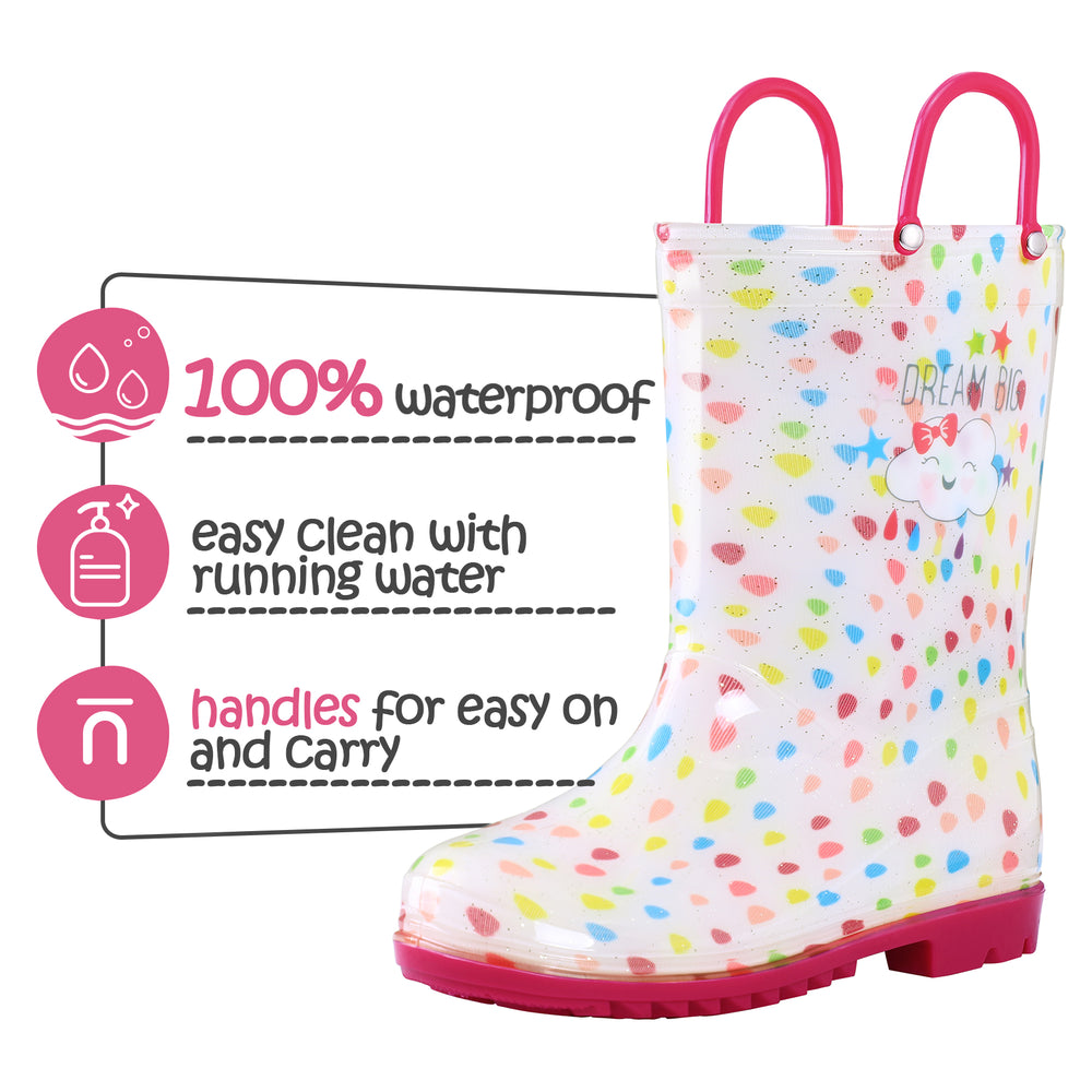 Colorful Dot Cloud Waterproof Rubber Rain Boots - MYSOFT