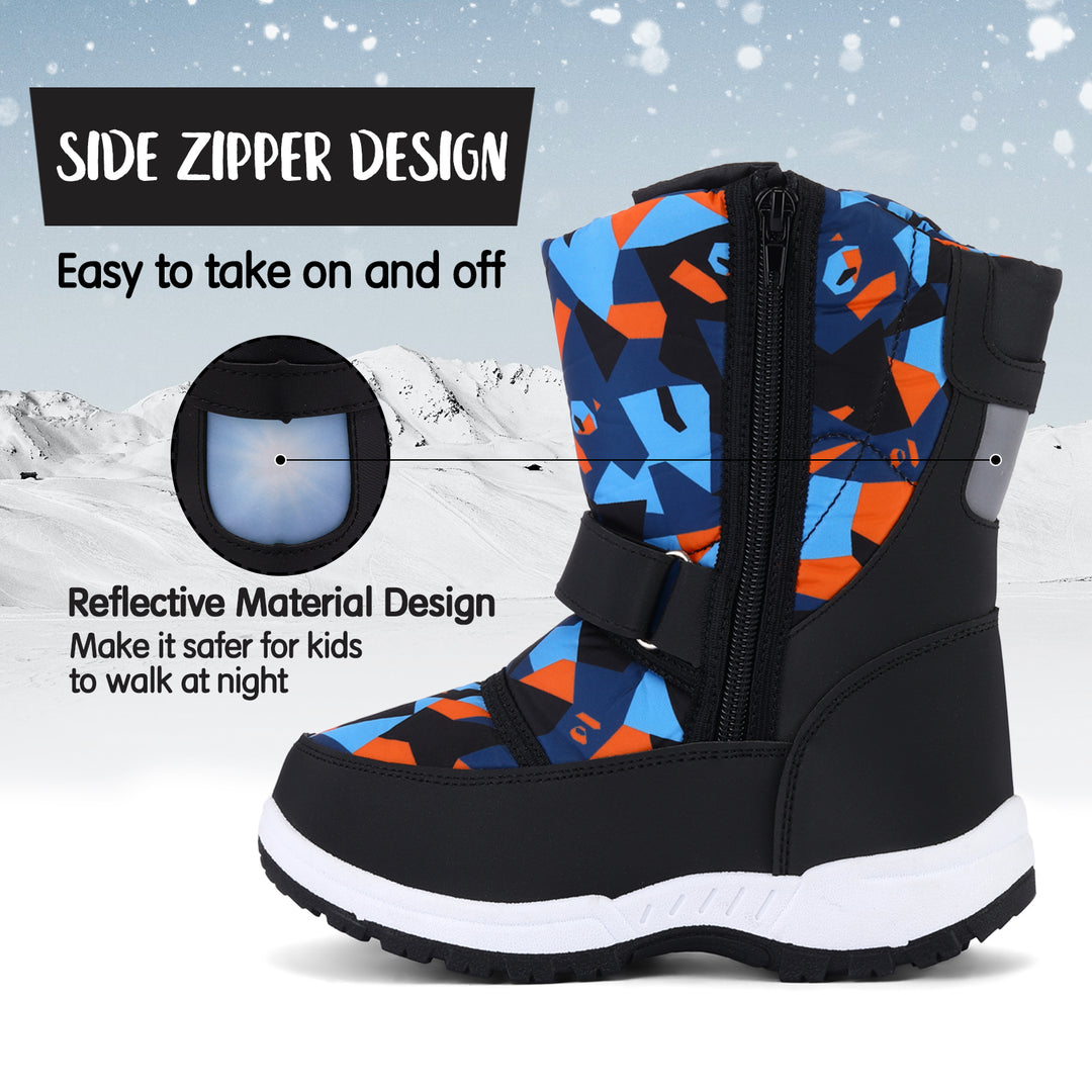 Color Block Warm Waterproof Blue Snow Boots - MYSOFT