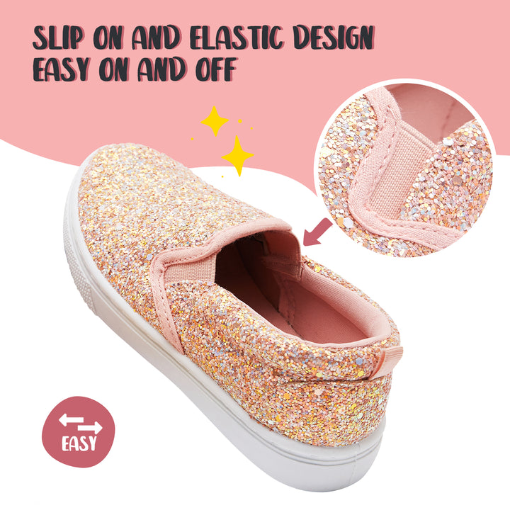 Pink Glitter Elastic Slip-On Espadrilles - MYSOFT