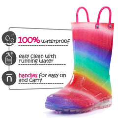 Rainbow Waterproof Lighted Rubber Rain Boots - MYSOFT
