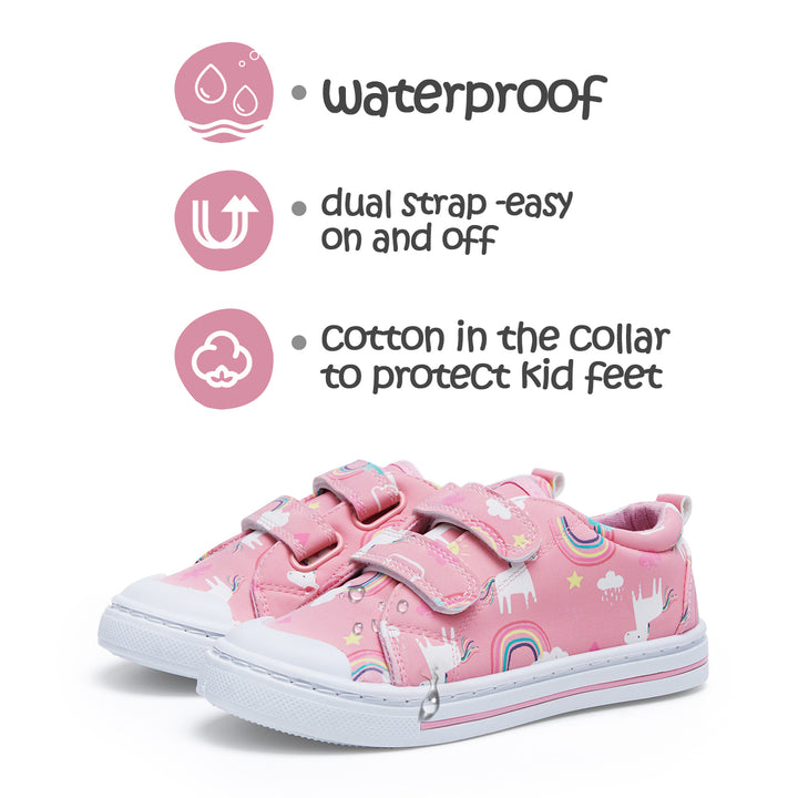 Cartoon Rainbow Unicorn Velcro Pink Canvas Sneakers - MYSOFT