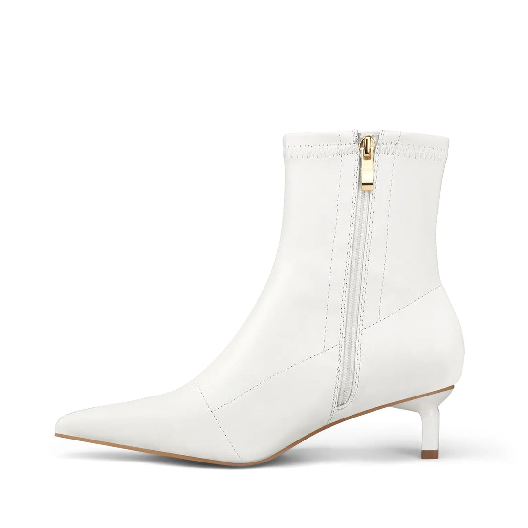 High Heel White Pointed Low Boots