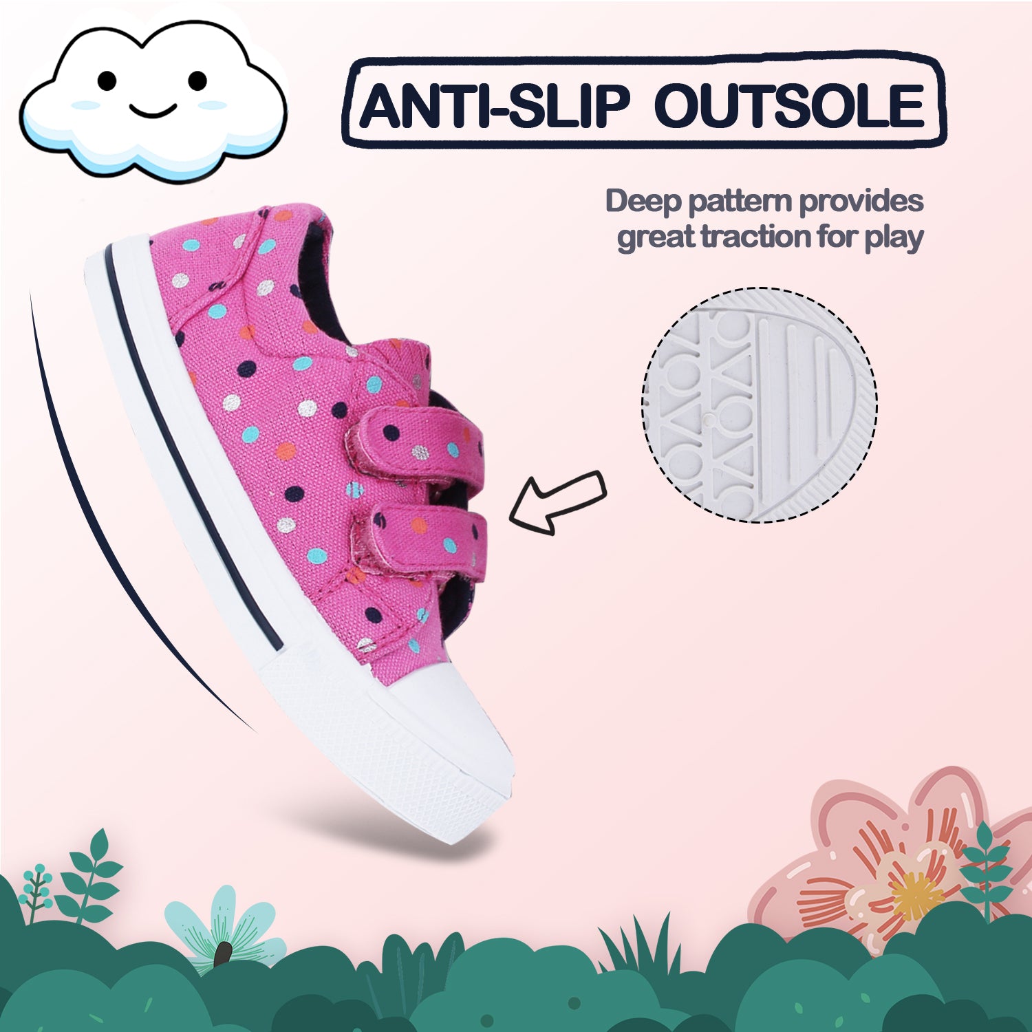 Colorful Polka Dot Soft Pink Walking Shoes - MYSOFT