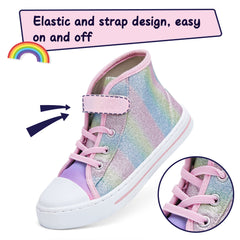 Rainbow Ombre Sequin High Top Canvas Sneakers - MYSOFT