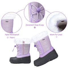 Purple/Pink Fur Lined Non-Slip Waterproof Snow Boots - MYSOFT