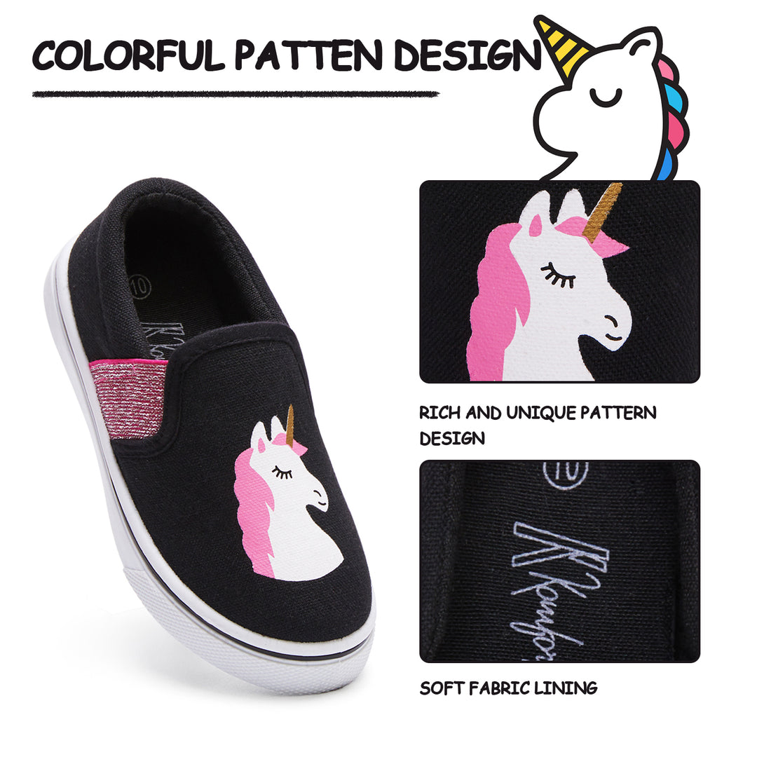 White Unicorn Pink Glitter Stripe Slip-On Black Espadrilles - MYSOFT