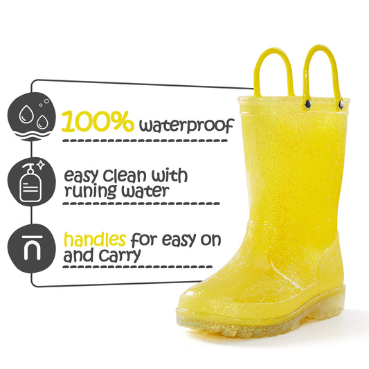 Solid Color Glitter Non-Slip Rubber Rain Boots - MYSOFT