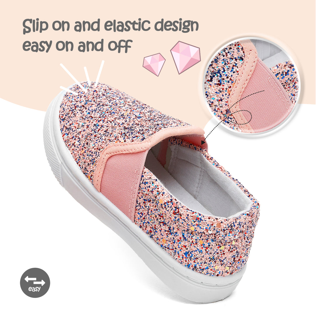 Pink Glitter Easy Slip On Espadrilles - MYSOFT