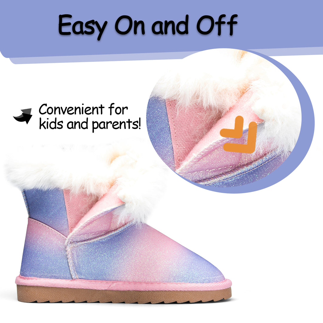 Powder Blue Gradient Glitter Warm Snow Boots - MYSOFT