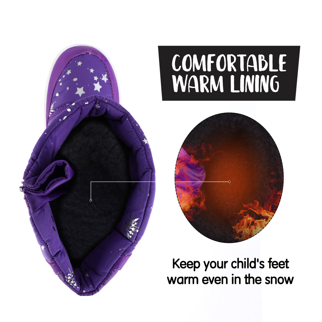 Purple Star Snowflake Warm Waterproof Snow Boots - MYSOFT