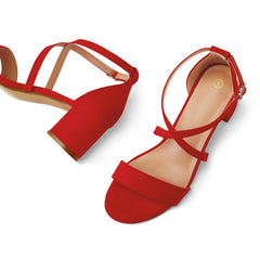 Bright Color Simple Fashion Square Heel Sandals - MYSOFT