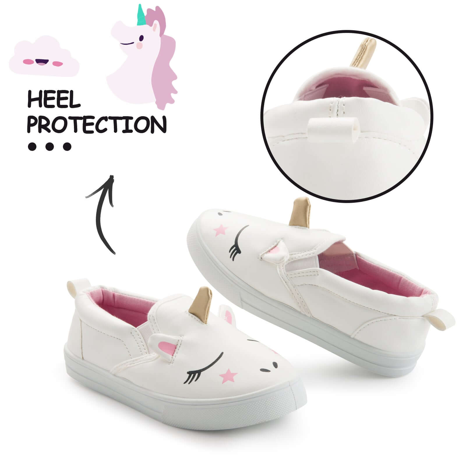 3D White Unicorn Slip-On Shoes - MYSOFT