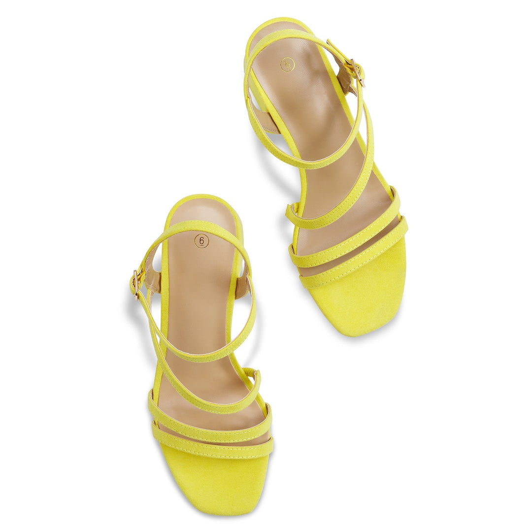 Bright Asymmetric Strap Square Toe Sandals - MYSOFT
