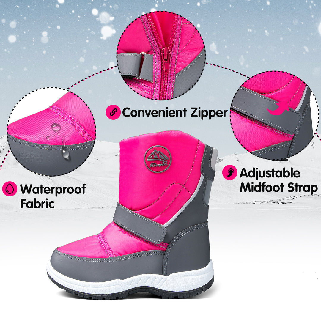 Pink/Purple Mountain Icons Insulated Waterproof Snow Boots - MYSOFT