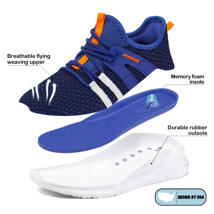 Two Bars Lightweight Breathable Blue Tennis Sneakers - MYSOFT