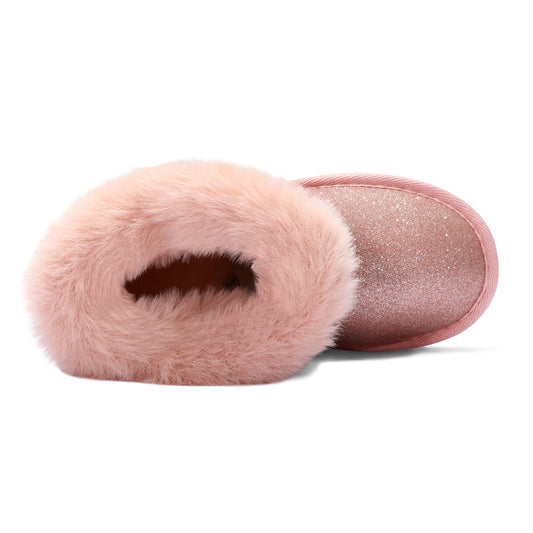 Pink/Silver Glitter Winter Warm Snow Boots - MYSOFT
