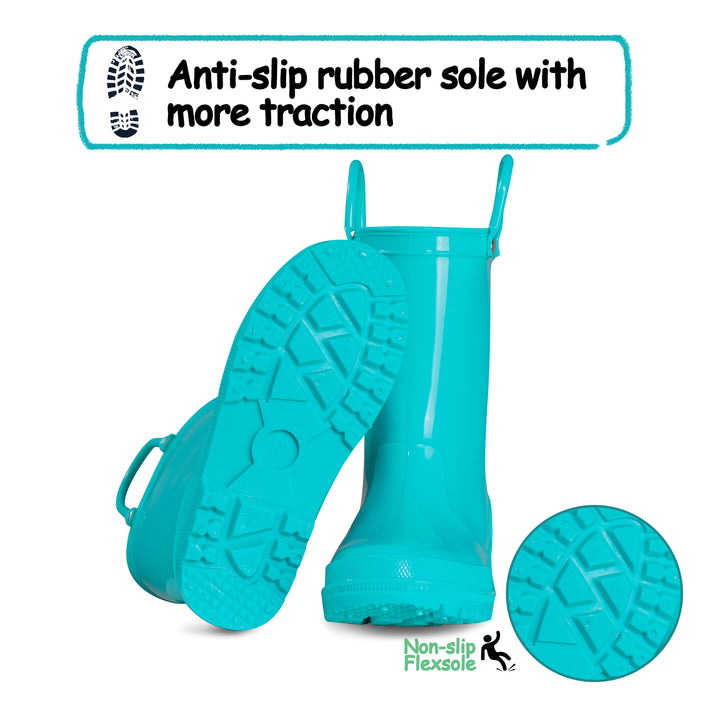 PVC Turquoise Waterproof Rubber Rain Boots - MYSOFT