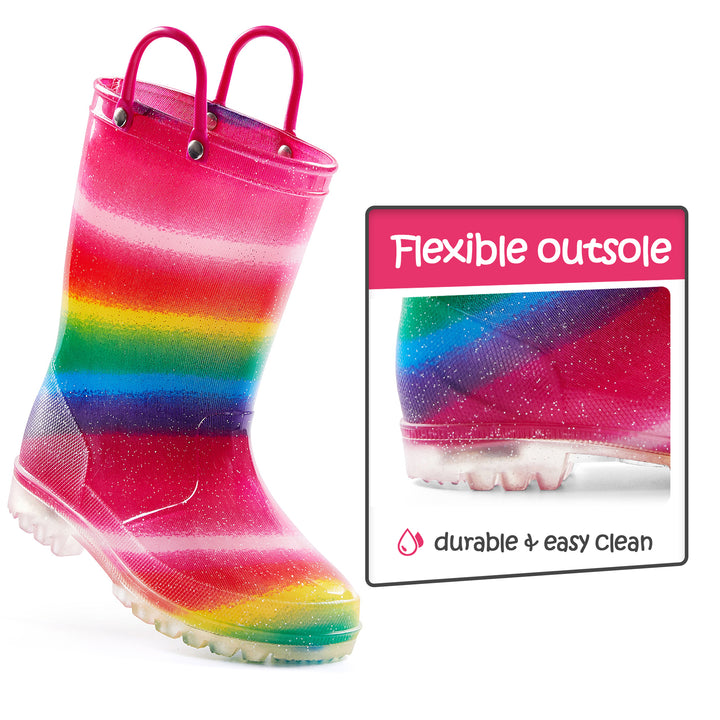 Shimmer Rainbow Glow Rain Boots - MYSOFT