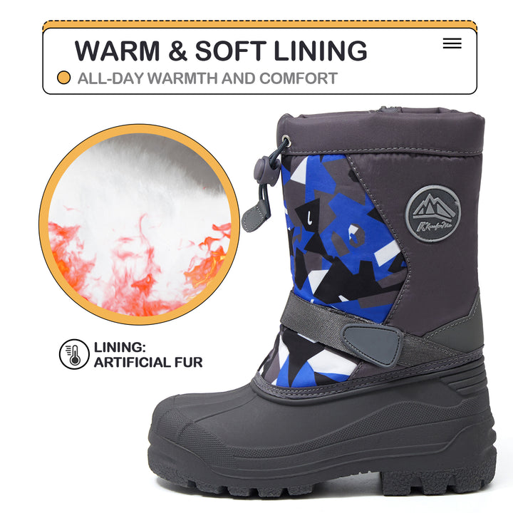 Gray Camouflage Warm Waterproof Non-Slip Snow Boots - MYSOFT