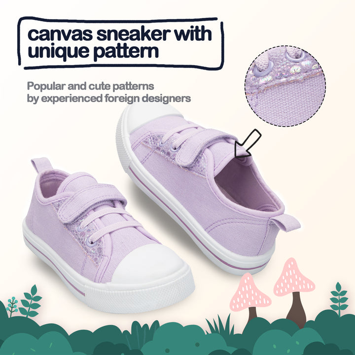 Purple Sequined Single Hook and Loop Canvas Sneakers - MYSOFT